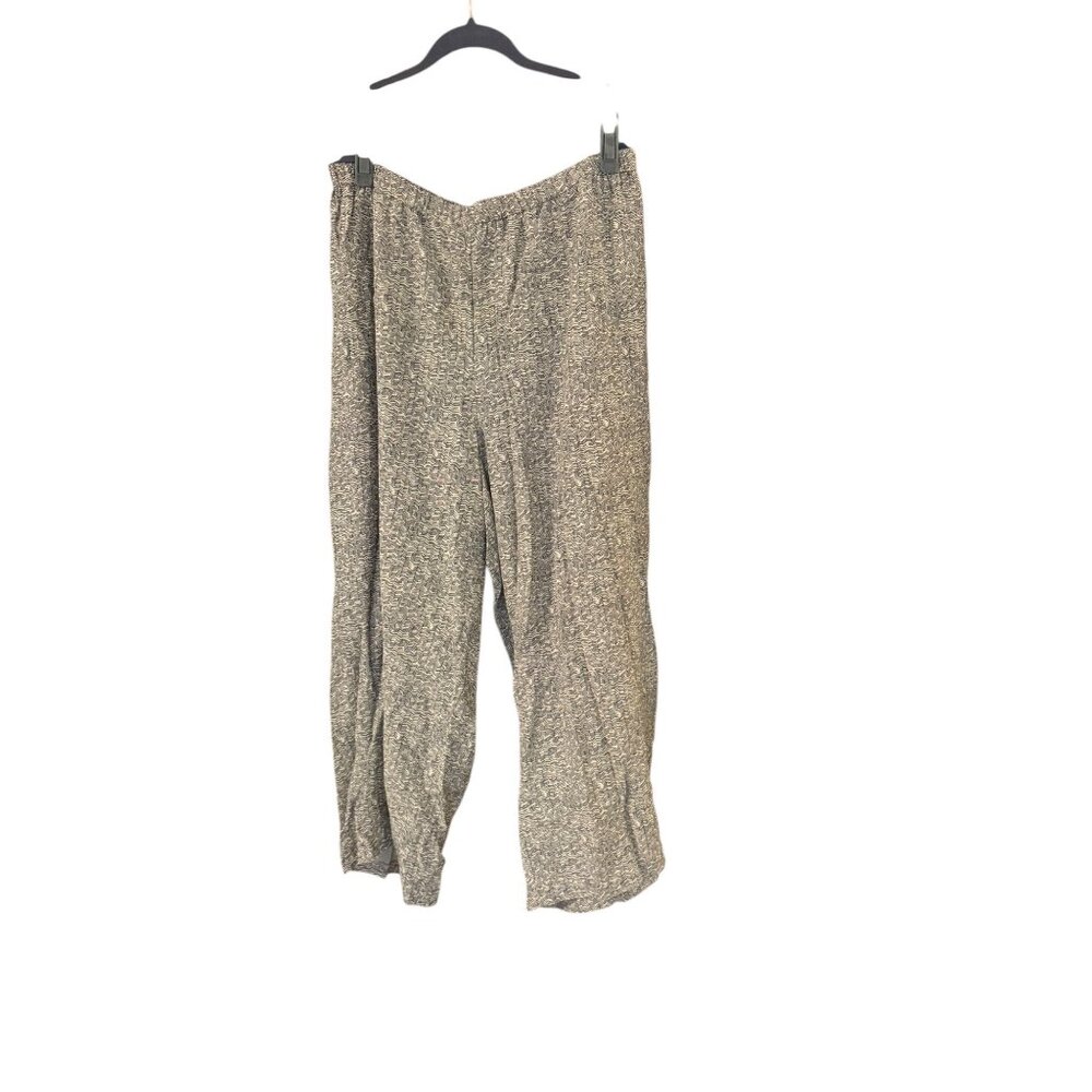 Eileen Fisher Patterned Cream Black Pull On Pant Trouser Size XL Womens